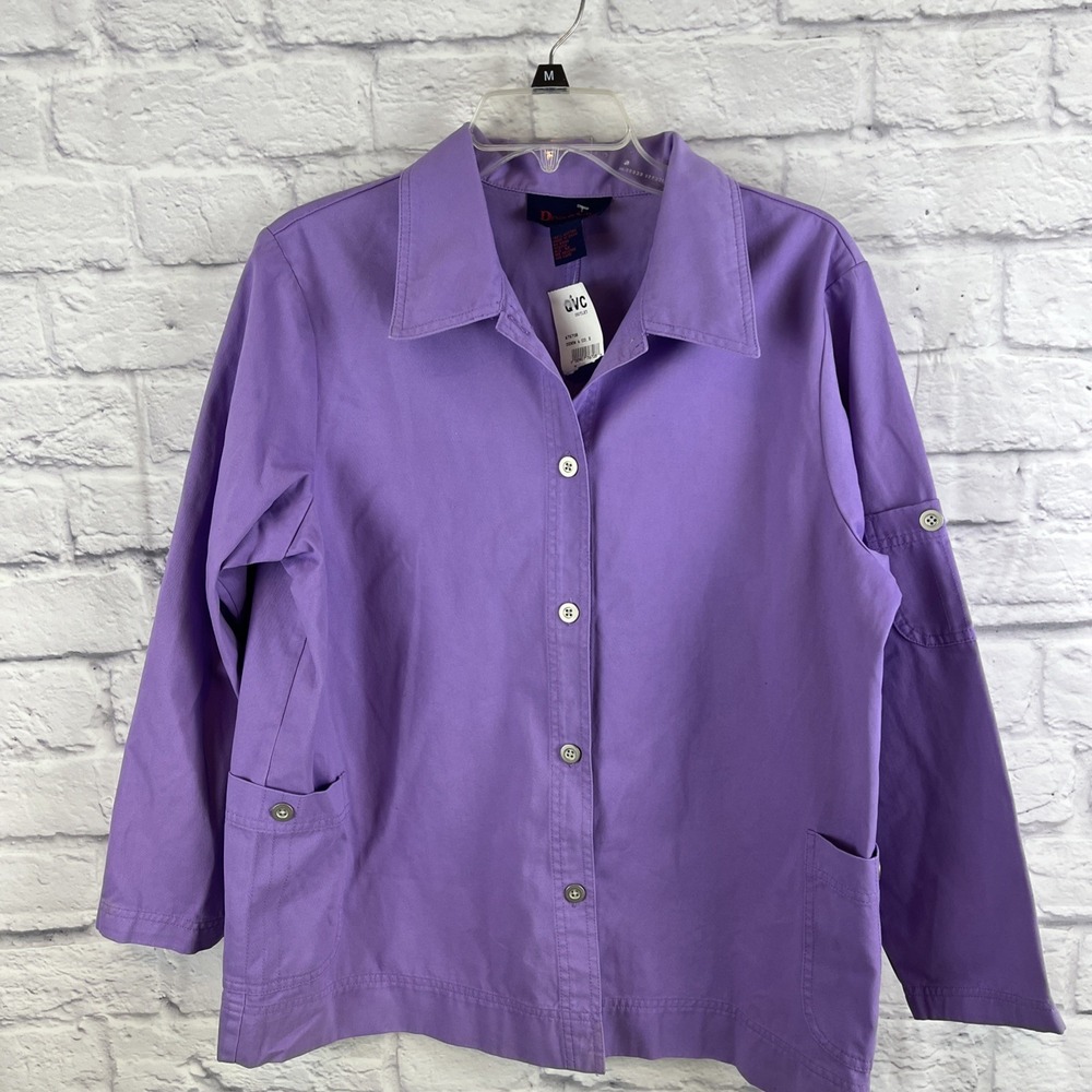 Denim & Co. NWT Oversized Lavender Button Down Shirt Jacket Medium Minimalist
